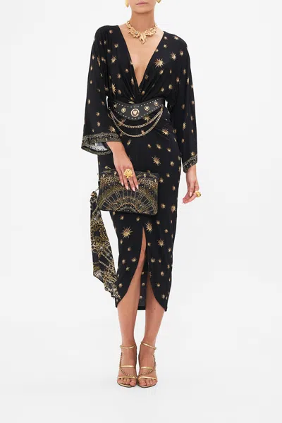 Camilla Long Split Front Twist Dress Soul Of A Star Gazer In Black
