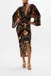 Camilla Long Split Front Twist Dress Stitched In Time In Black