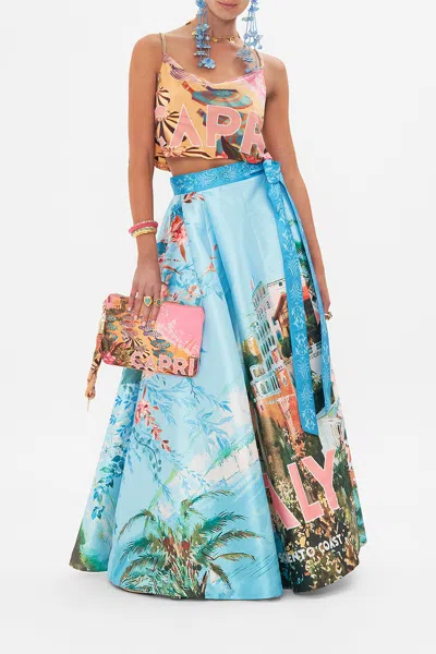 Camilla Maxi Wrap Skirt From Sorrento With Love In Blue