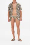 Camilla Men's Athletic Swim Brief Mosaic Muse In Beige/brown/grey