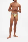 Camilla Men's Athletic Swim Brief Sundowners In Sicily In Black/green/orange