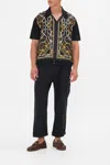 Camilla Men's Knit Sleeve Silk Shirt Coast To Coast In Black