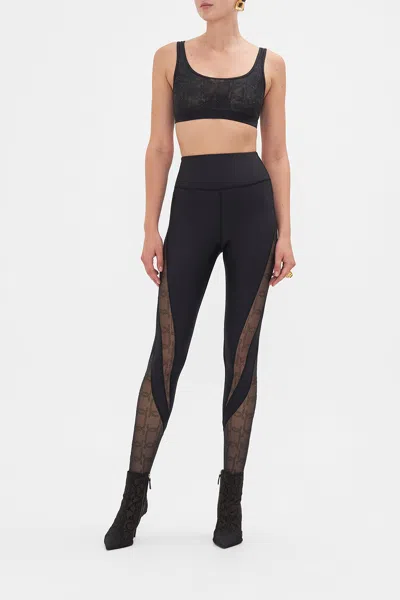 Camilla Mesh Round Neck Crop Solid Black