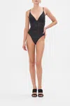 Camilla Mesh Tri Bodysuit Solid Black In Black
