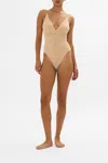 Camilla Mesh Tri Bodysuit Solid Nude In Beige