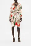 Camilla The Saluti Summertime Kaftan In Grey/white