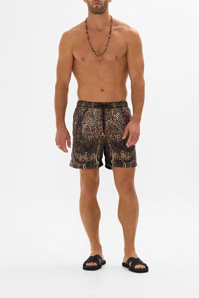 Camilla Mid Length Boardshort Amsterglam In Black/brown