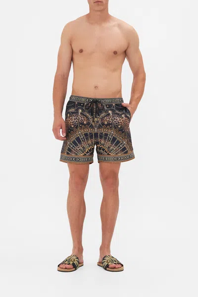 Camilla Mid Length Boardshort Masked At Moonlight In Black/brown
