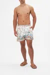 Camilla Mid Length Boardshort Plumes And Parterres In White