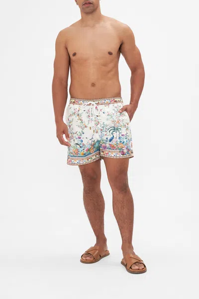 Camilla Mid Length Boardshort Plumes And Parterres In White