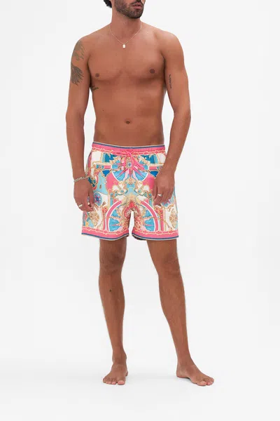 Camilla Mid Length Boardshort Sail Away With Me In Blue/brown/white