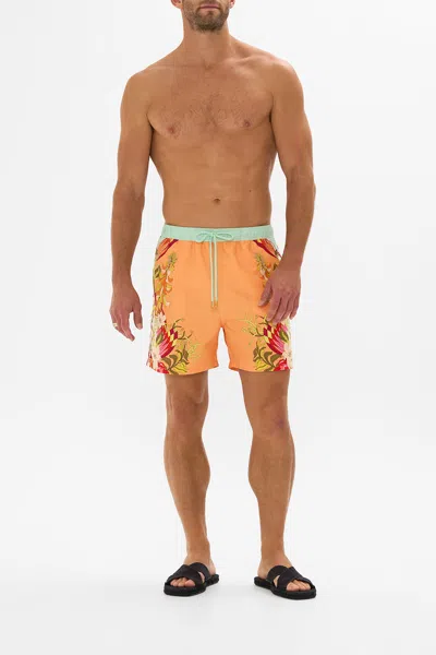 Camilla Mid Length Boardshort The Flower Child Society In Orange