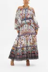 Camilla Neck Tie Gathered Blouse My Folk Art Heart In Blue/white