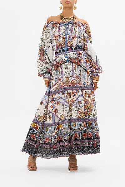 Camilla Neck Tie Gathered Blouse My Folk Art Heart In Multi