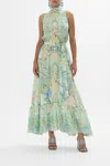Camilla Sleeveless Silk Neck-tie Maxi Dress
