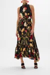 Camilla Necktie Dress With Elasticated Waist Magic In The Manuscripts In Black