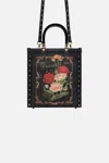 Camilla North South Tote With Smooth Handle Magic In The Manuscripts In Black