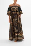 Camilla Off Shoulder Long Puff Dress Once Upon A Time In Black