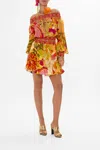 Camilla Off Shoulder Short Dress The Flower Child Society In Orange