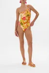 Camilla The Flower Child Society Asymmetric One-piece Swimsuit In Orange