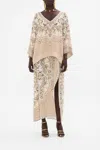 Camilla Overlay Kaftan With Split Front Grotto Goddess In Beige