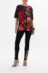 Camilla Oversized Band Tee With Embellished Overlay Electric Loveland In Black/red