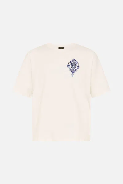 Camilla Oversized Boxy Tee Glaze And Graze In Blue/white