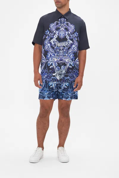 Camilla Oversized Button Through Ss Shirt Delft Dynasty In Navy