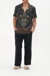 Camilla Panelled Short Sleeve Camp Collar Shirt Chaos In The Cosmos In Black