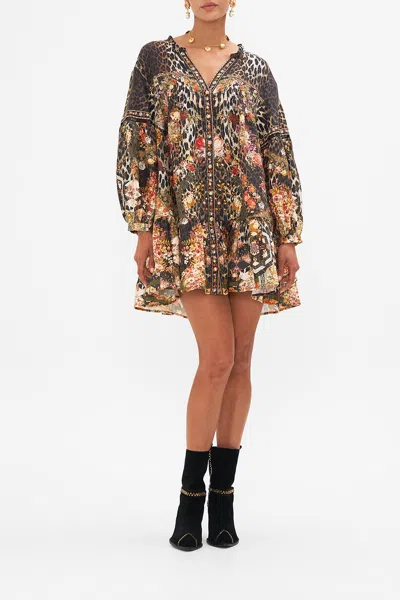 Camilla Pintuck Yoke Short Dress Born In Bruges In Brown