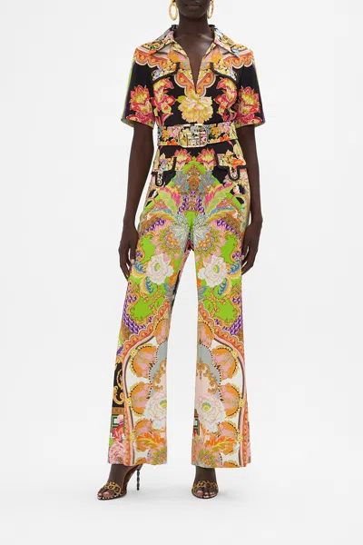 Camilla Pocket Jumpsuit Sundowners In Sicily In Black/green/orange