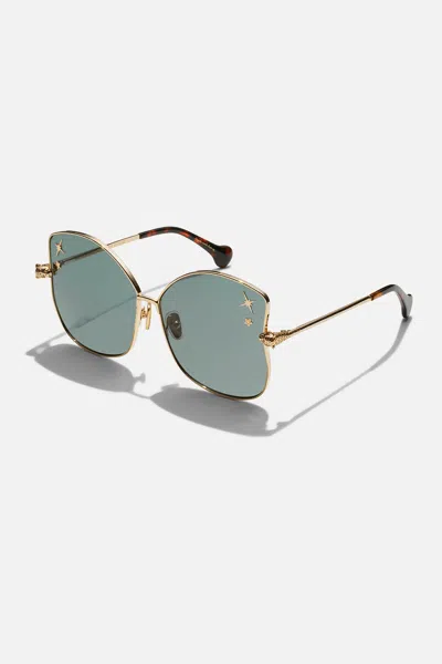 Camilla Pool Side Pedigree Sunglasses Gold In Green