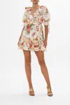 Camilla Puff Sleeve Mini Wrap Dress Sew Yesterday In White