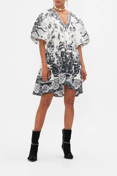 Camilla Puff Sleeve Short Dress Tales Of Tattoo In Black