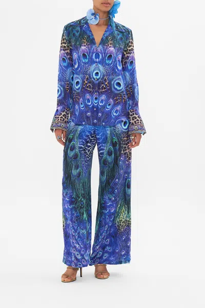 Camilla Pyjama Shirt Peacock Rock In Blue/navy