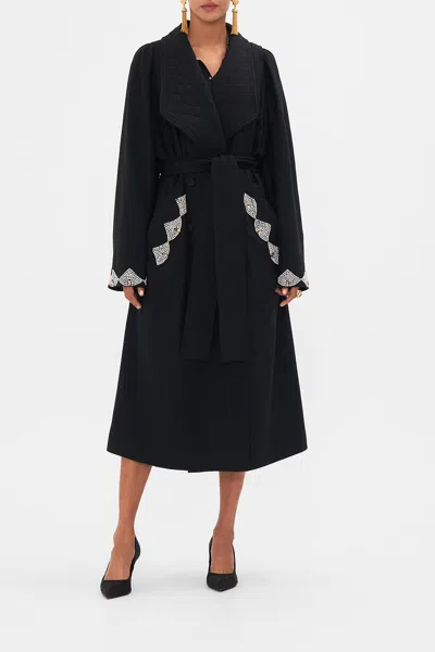 Camilla Quilted Collar Wool Coat With Vest Detail Magic In The Manuscripts In Black