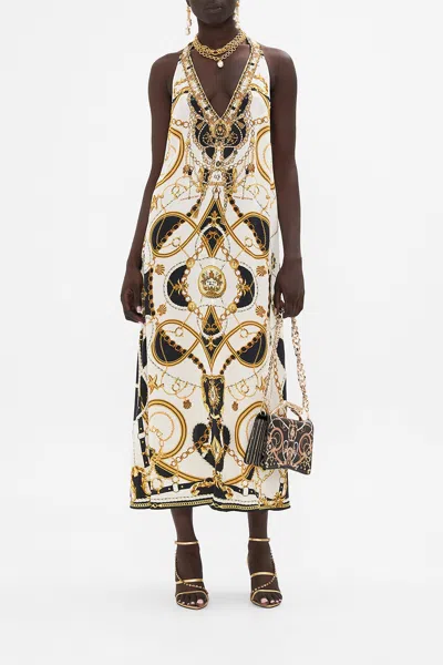Camilla Racer Back Dress With Hardware Sea Charm In Beige/white