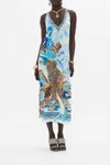 Camilla Racer Back Dress With Hardware Sky Cheetah In Blue/white