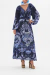 Camilla Raglan Shirred Waist Dress Delft Dynasty In Navy