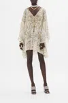 Camilla Raglan Sleeve Flared Kaftan Ivory Tower Tales In Beige/green/white