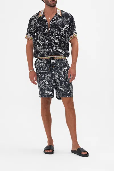 Camilla Relaxed Baggy Walk Short Mickeys Kingdom In Black