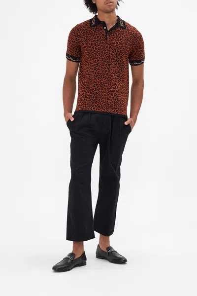 Camilla Relaxed Polo Shirt Feeling Fresco In Black/brown