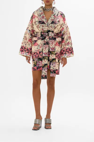 Camilla Reversible Quilted Coat Patchwork Poetry In Multi