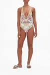 Camilla Ring Detail Plunge V One Piece Dear Amore Mio In Green//white