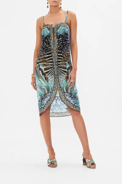 Camilla Ring Trim Long Sarong Azure Allure In Blue