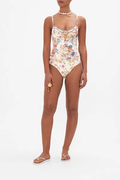 Camilla Rouched Side One Piece Friends With Frescos In White