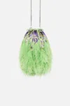 Camilla Round Drawstring Pouch With Feathers Amsterdam Jewel In Purple