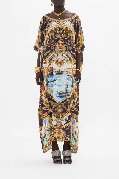 Camilla Round Neck Kaftan Venice Vignette In Multi