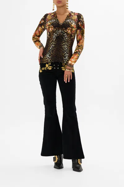 Camilla Ruched Long Sleeve Jersey Top Born In Bruges In Brown