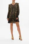 Camilla Ruffle Lace Up Dress Amsterglam In Black/brown